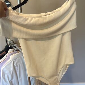 SIR the label Cream Off-Shoulder Bodysuit